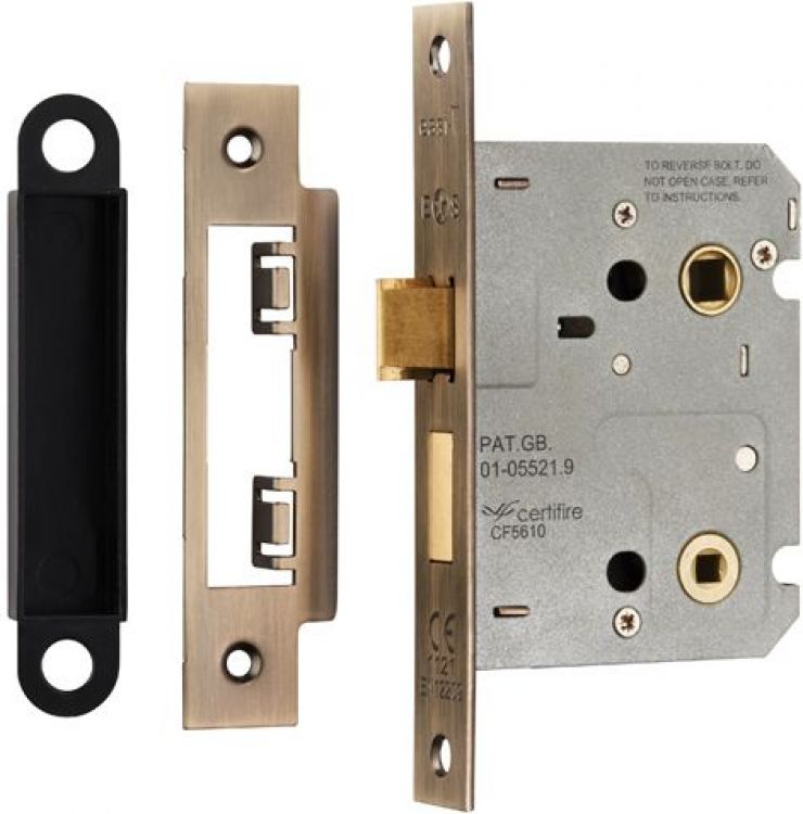 Eurospec Easi-T BAE5030AB Bathroom Mortice Lock 76mm (57mm backset) Antique Brass
