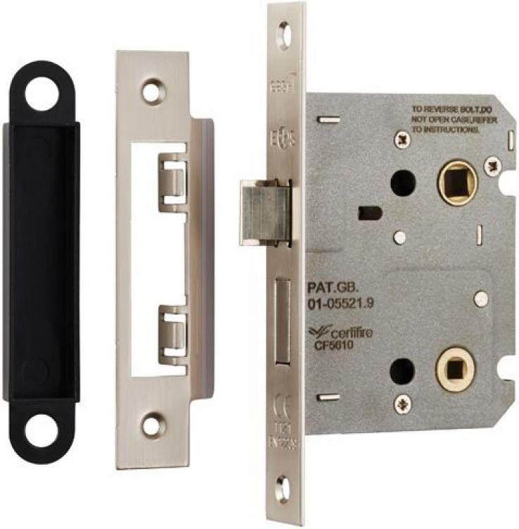 Eurospec Easi-T BAE5030SN Bathroom Mortice Lock 76mm (57mm backset) Satin Nickel