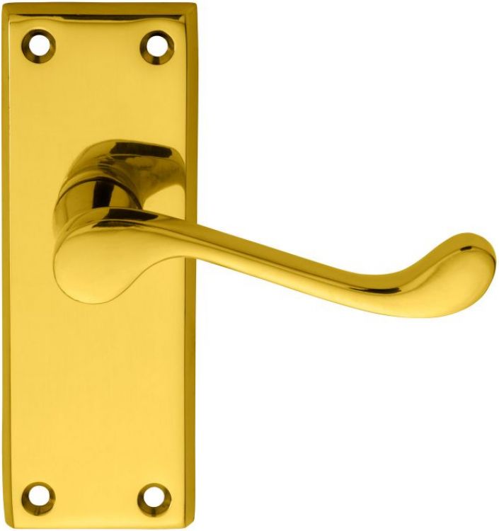 Victorian Scroll DL55 polished brass latch door handles