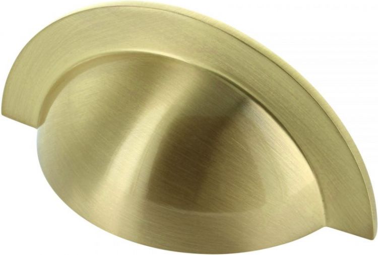 Monmouth HN-M-3978-64-BSB Round Satin Brass Drawer Cup Pull Handle 64mm c/c Bolt-Fix