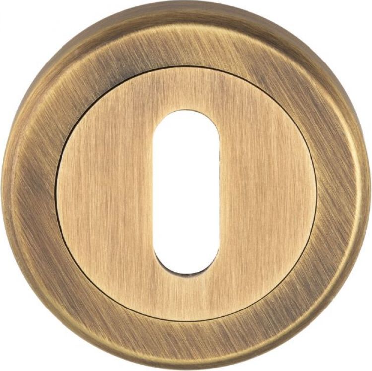 50mm Round Standard Keyhole Escutcheon in Antique Brass - Serozzetta | SZM003AB