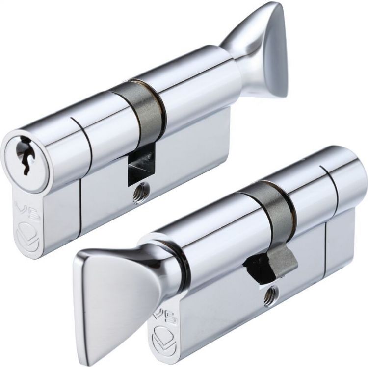 V5EP60CTPCE Euro Cylinder and Turn 60mm (30/30) Polished Chrome KTD