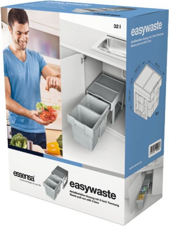 Kitchen Pull Out Unit Hafele Easywaste 2 x 16 litre pull-out waste bins
