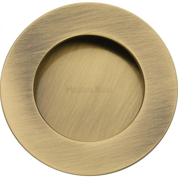 Heritage Brass C1835-AT Round Flush Pull Handle Antique Brass finish