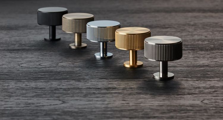 35mm Radio Cabinet Knob in Matt Black - Lines Range by Fingertip Design | FTD713MB