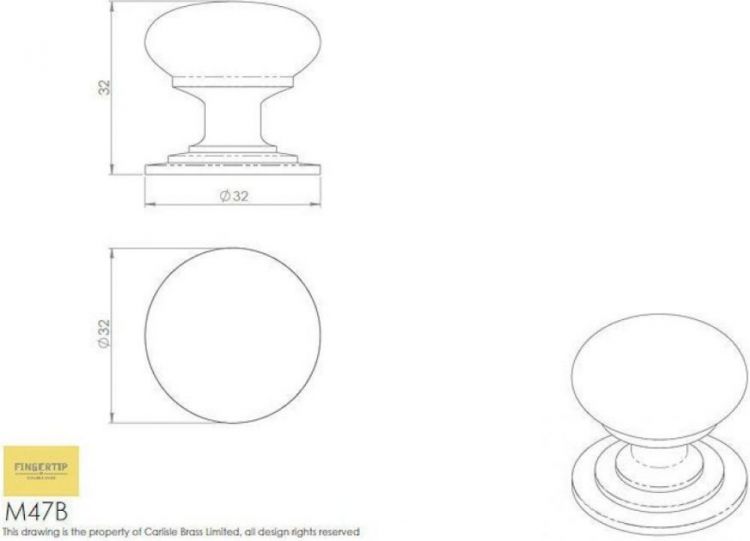 Fingertip Design M47BSC satin chrome 32mm victorian knob