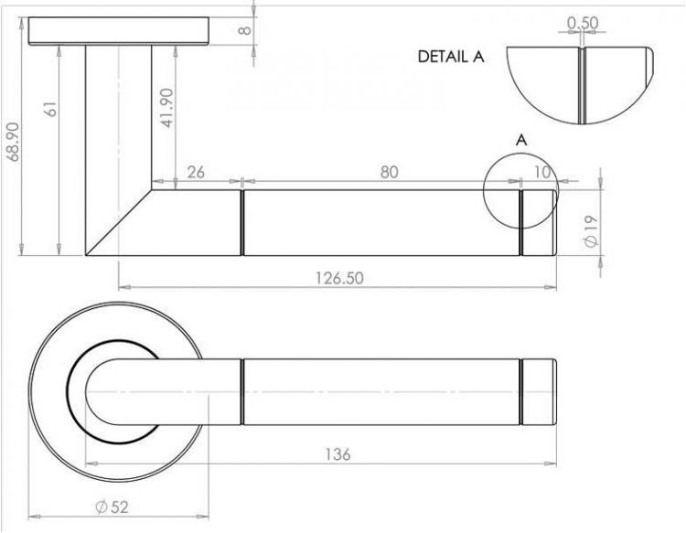Frelan JSSPS701 Cambrio Lever on Round Rose Satin and Polished Stainless Steel
