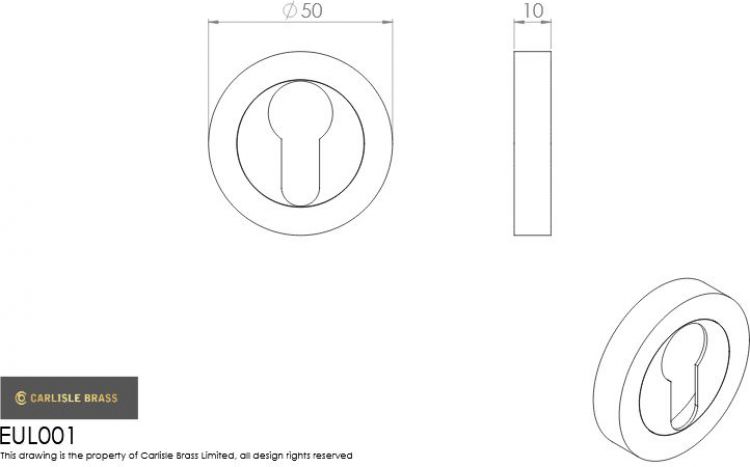 50mm Round Euro Keyhole Escutcheon in Satin Brass - Carlisle Brass | EUL001SB