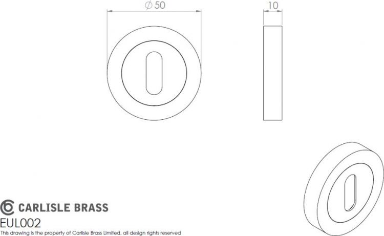 50mm Round Standard Keyhole Escutcheon in Matt Black - Carlisle Brass | EUL002MB