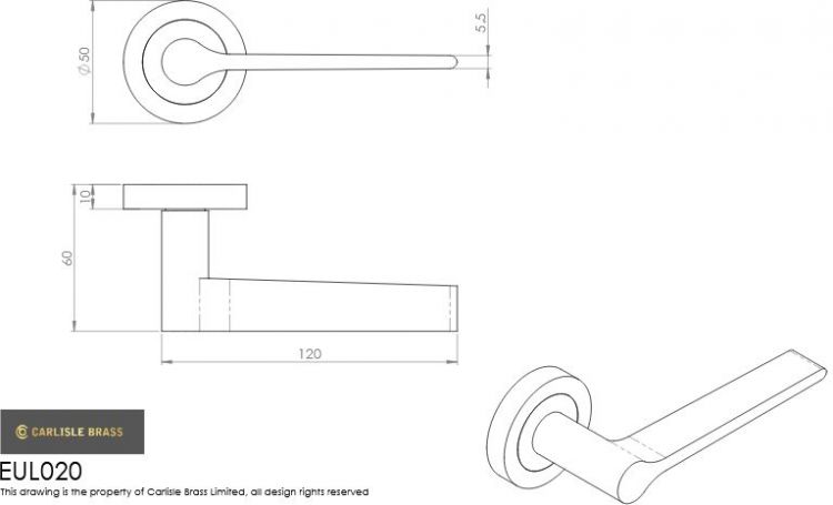 Carlisle Brass EUL020MB Velino Straight Lever Handle On Rose Matt Black