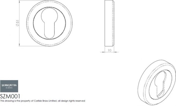 50mm Round Euro Keyhole Escutcheon in Matt Black - Serozzetta | SZM001MB