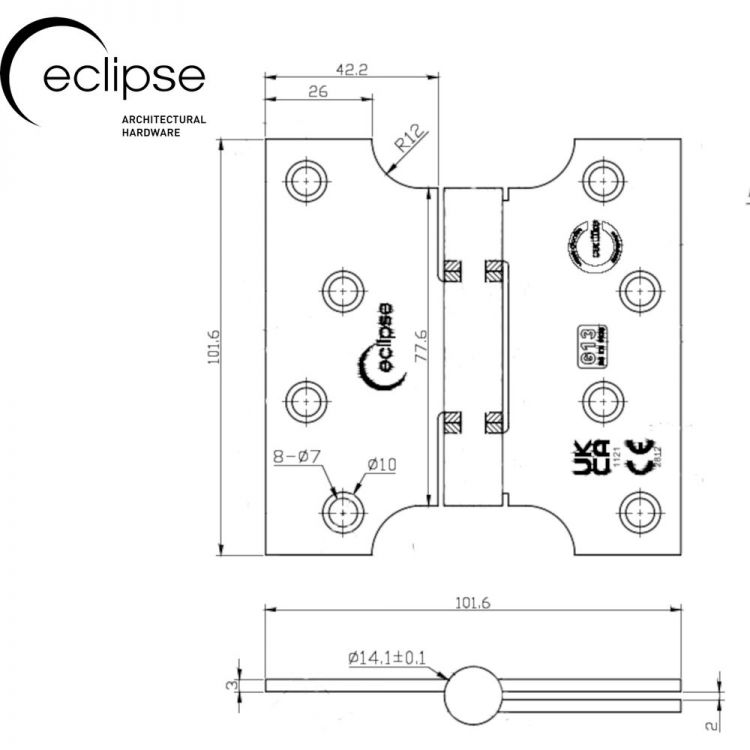 Eclipse 14989DBZ - Thrust Bearing Parliament Hinge Grade 13 in Dark Bronze 102x51x102mm