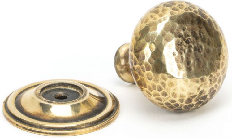 Aged Brass Hammered Mushroom Cabinet Knob 38mm