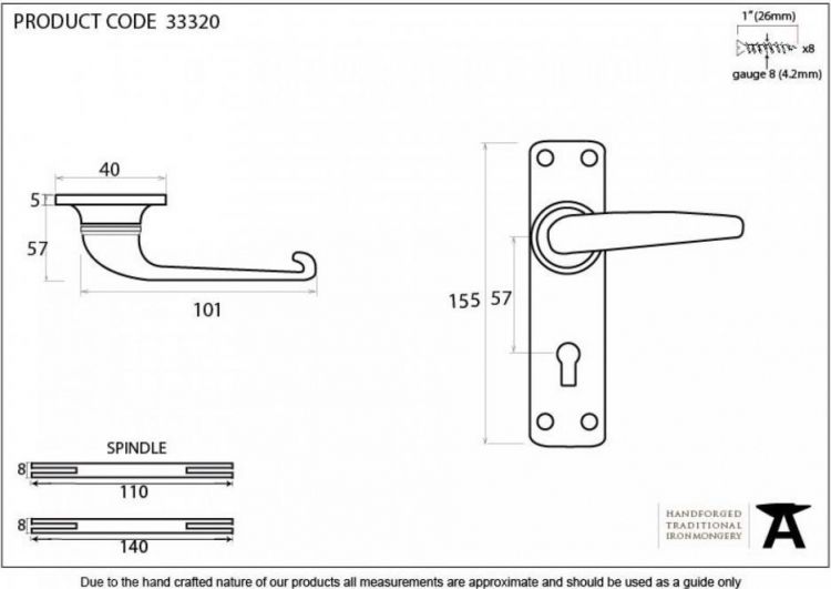 Anvil 33320 Black Smooth Straight Lever Lock Handles
