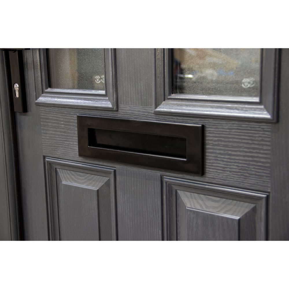 Black Traditional Telescopic UPVC Composite Letterbox 12 Black Front 