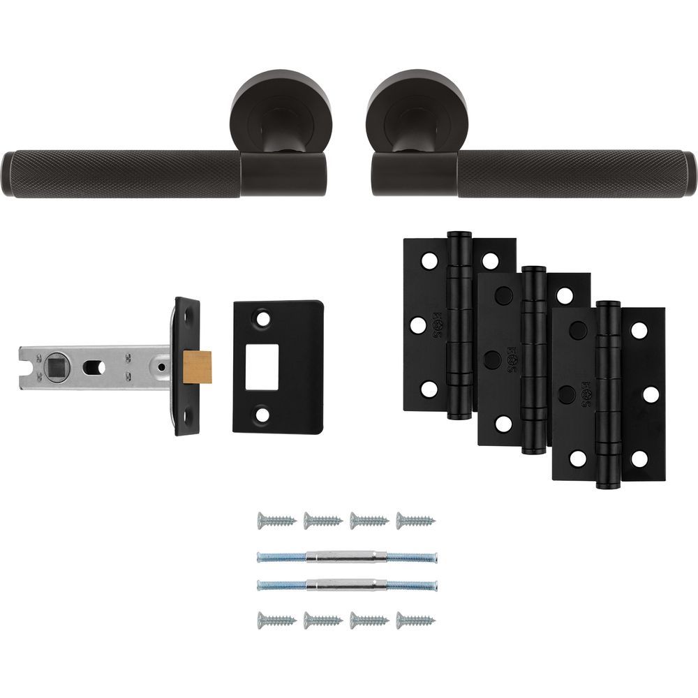 UDP010MB/INTB - Serozzetta Matt Black Lagos Knurled Lever Latch