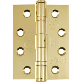 Ball Bearing Door Hinge in PVD Brass, Fire Rated (102mm x 76mm / 4" x 3") | 14882