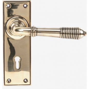Anvil Aged Brass Reeded Lever Lock Set 57mm c/c | 33040