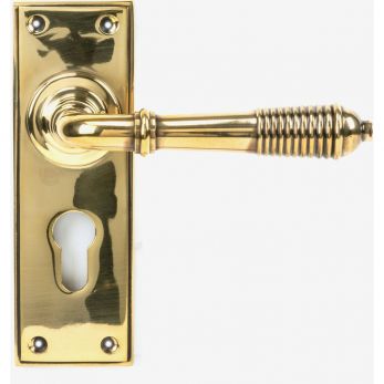 Anvil Aged Brass Reeded Lever Euro Set 47mm c/c | 33085