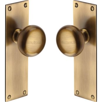 Heritage Brass Mortice Knob on Latch Plate Balmoral Design Antique finish | BAL8510-AT