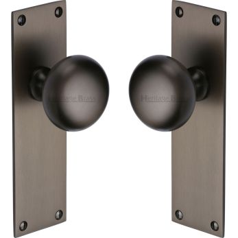 Heritage Brass Mortice Knob on Latch Plate Balmoral Design Matt Bronze Lacquered finish | BAL8510-MB