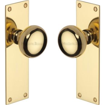 Heritage Brass Mortice Knob on Latch Plate Balmoral Design Polished Brass Lacquered finish | BAL8510-PB