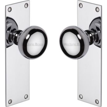 Heritage Brass Mortice Knob on Latch Plate Balmoral Design Polished Chrome finish | BAL8510-PC