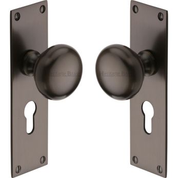Heritage Brass Mortice Knob on Euro Profile Plate Balmoral Design Matt Bronze Lacquered finish | BAL8548-MB