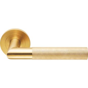 Steelworx Crown Knurled Lever on Round Rose Satin Brass PVD (SWL1169SPVD)