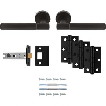 UDP010MB/INTB - Serozzetta Matt Black Lagos Knurled Lever Latch Pack - Ultimate Door Pack - by Carlisle Brass