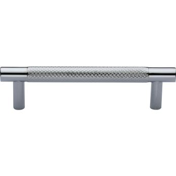 Heritage Brass Cabinet Pull Partial Knurl Design 96mm CTC Polished Chrome finish