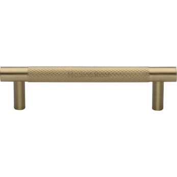 Heritage Brass Cabinet Pull Partial Knurl Design 96mm CTC Satin Brass finish