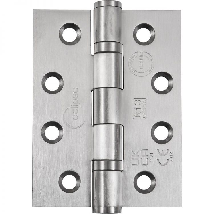 Ball Bearing Door Hinge in Satin Stainless Steel, Fire Rated (102mm x 76mm / 4