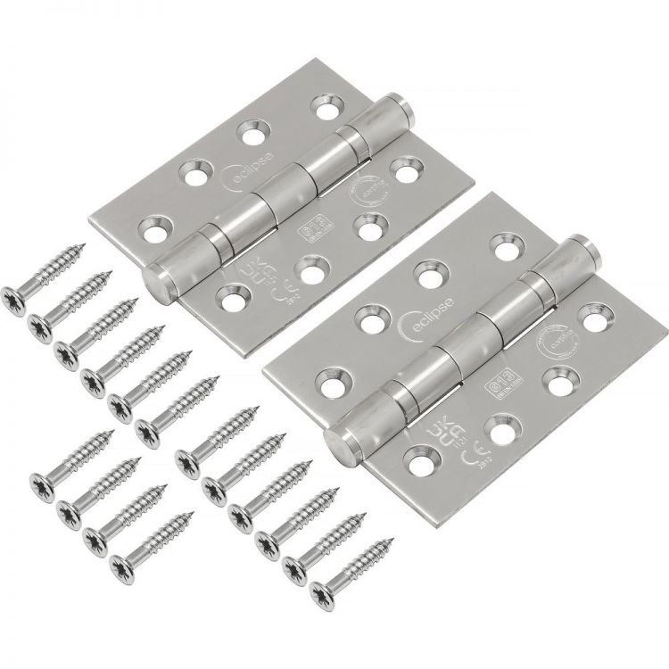 Ball Bearing Door Hinge in Satin Stainless Steel, Fire Rated (102mm x 76mm / 4" x 3") | 14854
