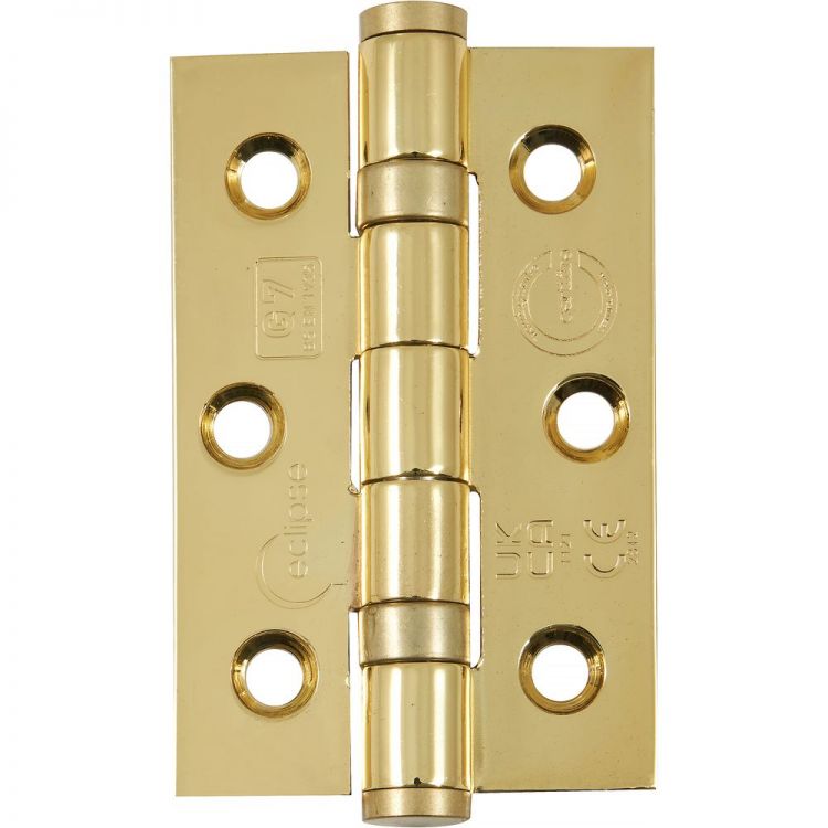 Ball Bearing Door Hinge in PVD Brass, Fire Rated (76mm x 51mm / 3