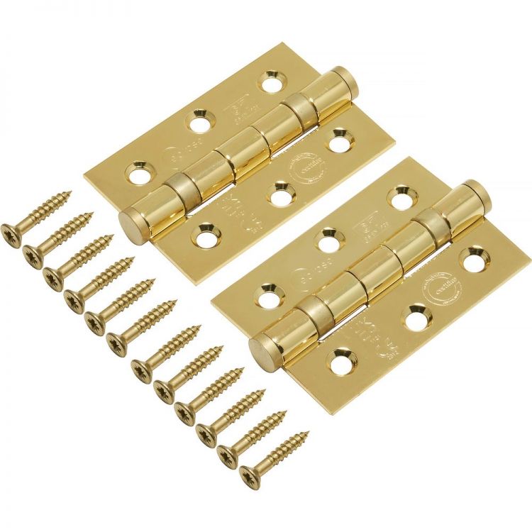 Ball Bearing Door Hinge in PVD Brass, Fire Rated (76mm x 51mm / 3" x 2") | 14885