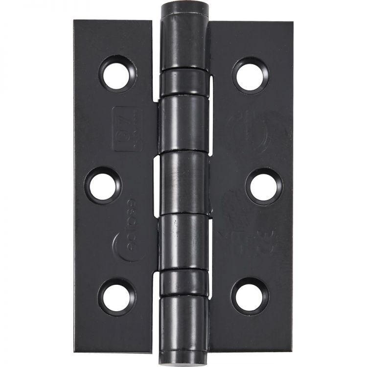 Butt Door Hinge in Black Electro Plated, (76mm x 51mm / 3