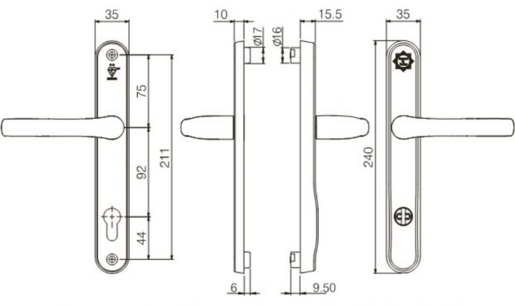 ProSecure Range Satin Chrome Lever Door Handle on backplate (High Security) - by Mila | 050202