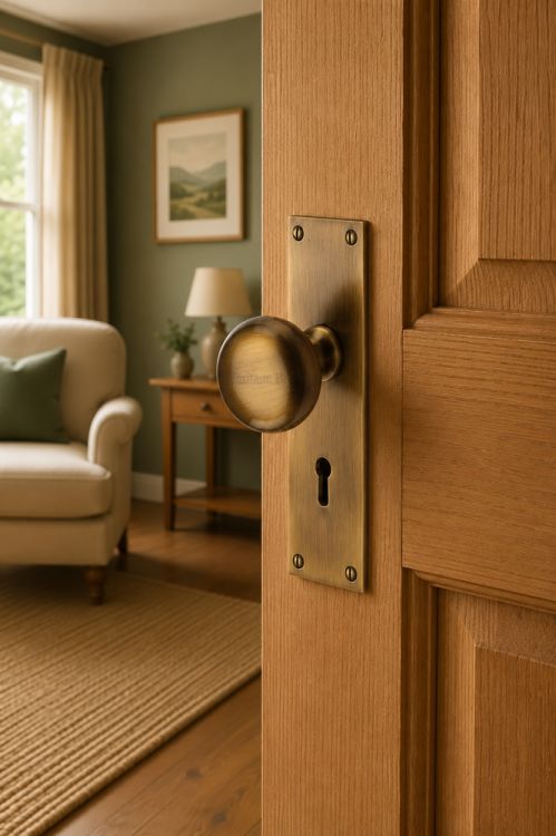 Heritage Brass Mortice Knob on Lock Plate Balmoral Design Antique Brass Lacquered finish | BAL8500-AT