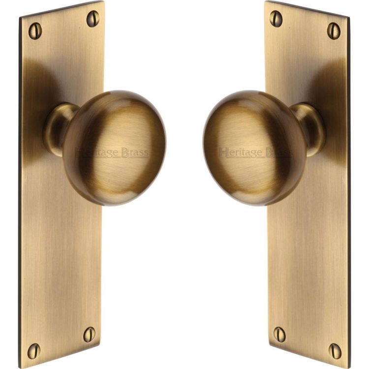 Heritage Brass Mortice Knob on Latch Plate Balmoral Design Antique finish | BAL8510-AT