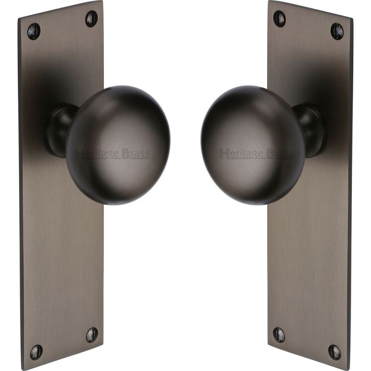 Heritage Brass Mortice Knob on Latch Plate Balmoral Design Matt Bronze Lacquered finish | BAL8510-MB