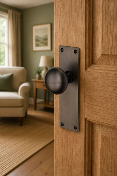 Heritage Brass Mortice Knob on Latch Plate Balmoral Design Matt Bronze Lacquered finish | BAL8510-MB