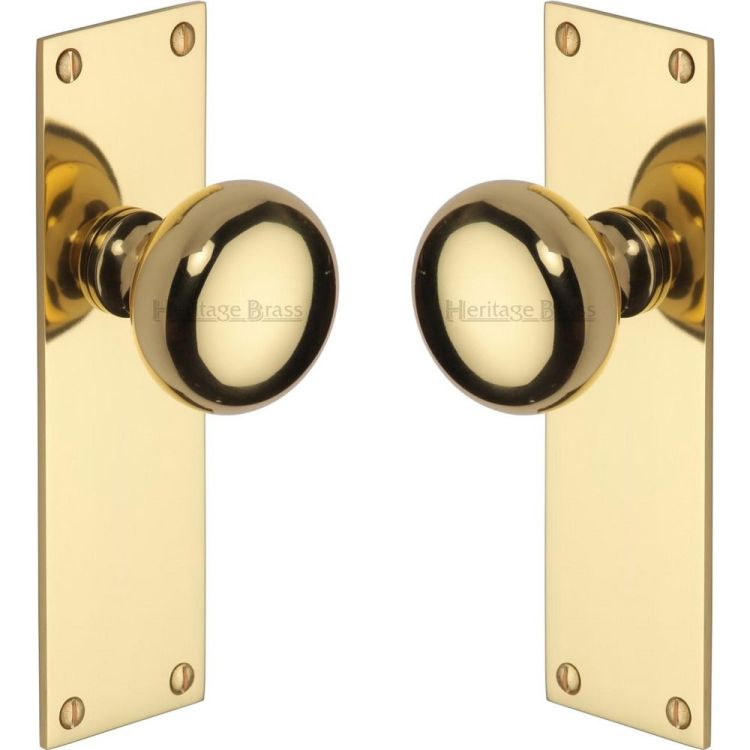 Heritage Brass Mortice Knob on Latch Plate Balmoral Design Polished Brass Lacquered finish | BAL8510-PB