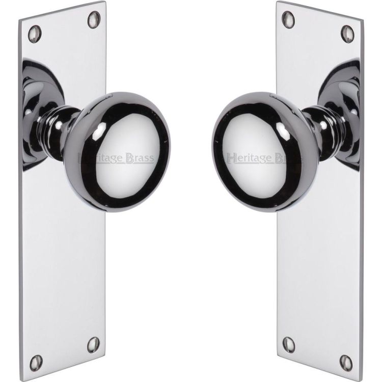 Heritage Brass Mortice Knob on Latch Plate Balmoral Design Polished Chrome finish | BAL8510-PC