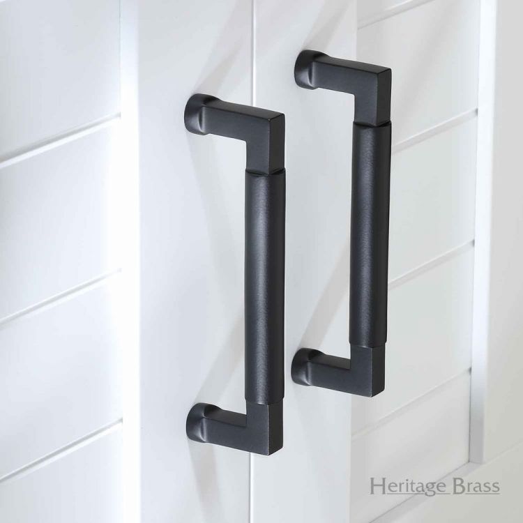 Heritage Brass Cabinet Pull Bauhaus Design 101mm CTC Matt Black Finish