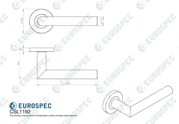 Eurospec Mitred CSL1192BSS - polished stainless steel door handles