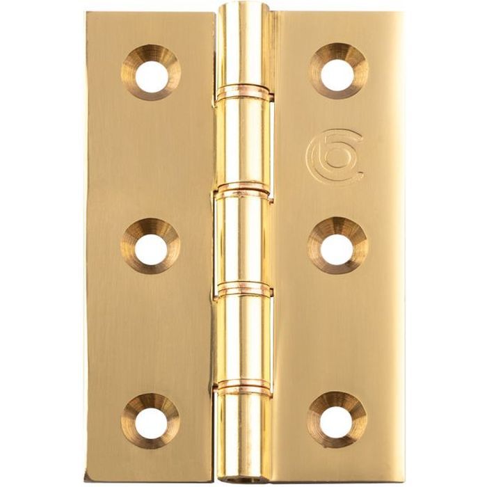 Butt Door Hinge in Polished Brass, (76mm x 50mm / 3