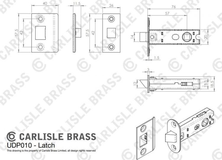 UDP010SB/INTB - Serozzetta Satin Brass Lagos Knurled Lever Latch Pack - Ultimate Door Pack - by Carlisle Brass