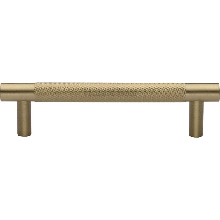 Heritage Brass Cabinet Pull Partial Knurl Design 96mm CTC Satin Brass finish