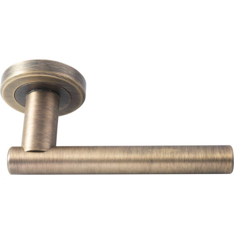 Serozzetta ZIN3121AB Philadelphia Antique Brass Bar Lever Door Handle on Round Rose